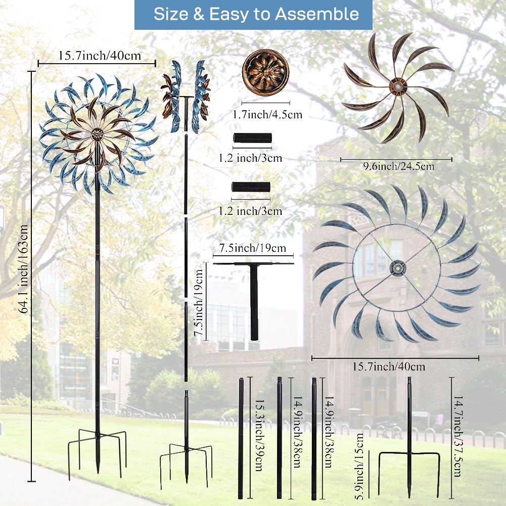 VEWOGARDEN rust-resistant metal spinner withstands weather for lasting display.