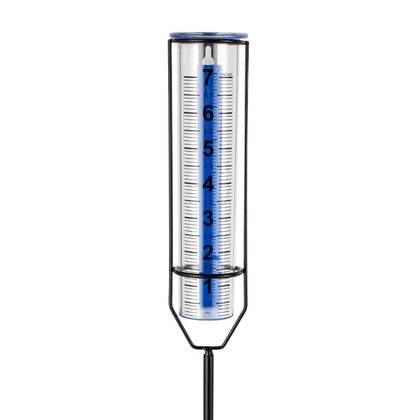 VEWOGIFT Freeze-Proof Rain Gauge with blue scale enables easy garden rainfall readings.