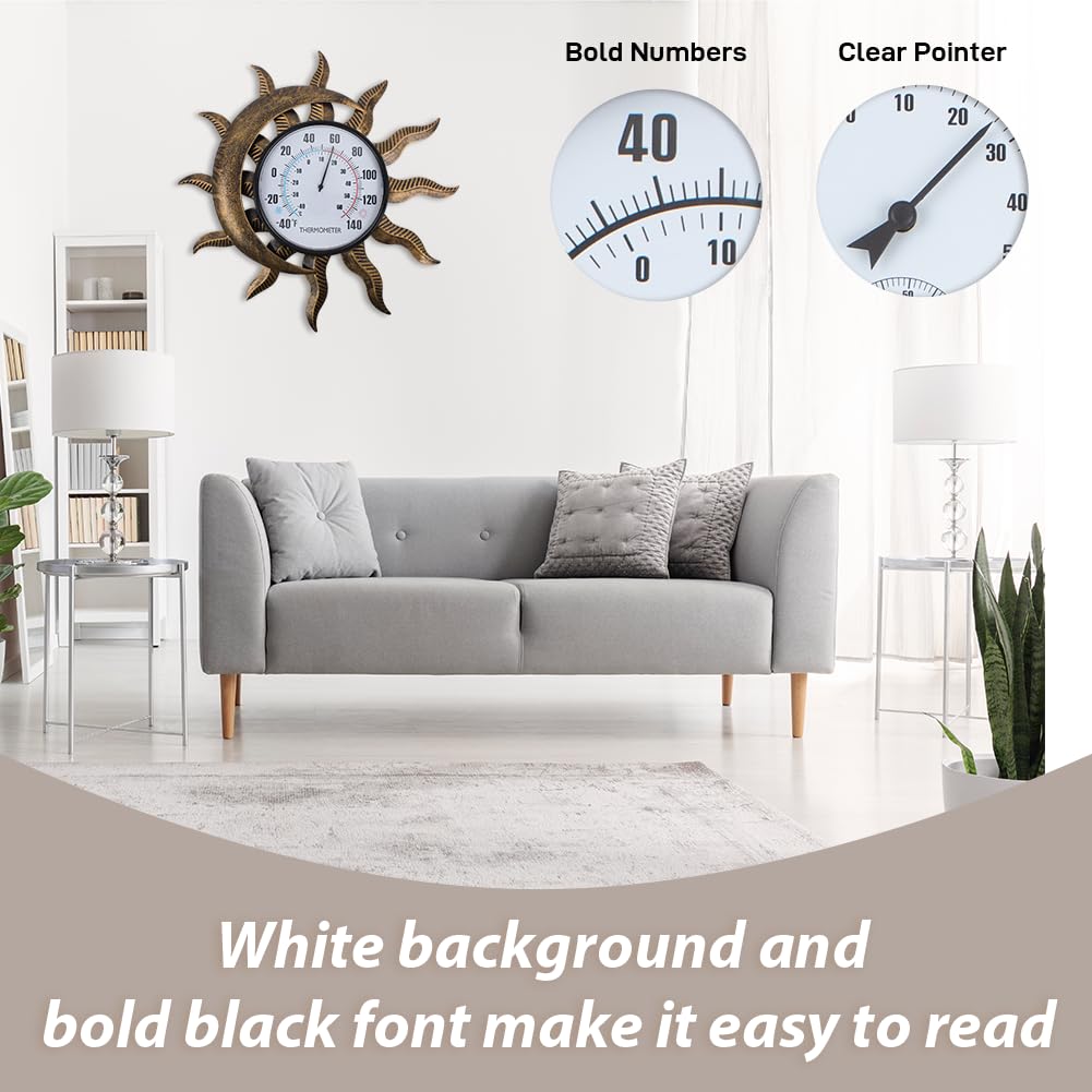 VEWOGIFT indoor decor thermometer with sun-moon dial enhancing living room ambiance