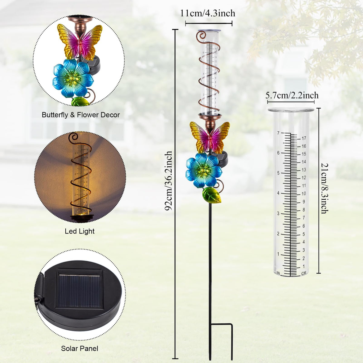 VEWOGIFT rain gauge with 7 inch acrylic tube provides clear frost resistant measurements.