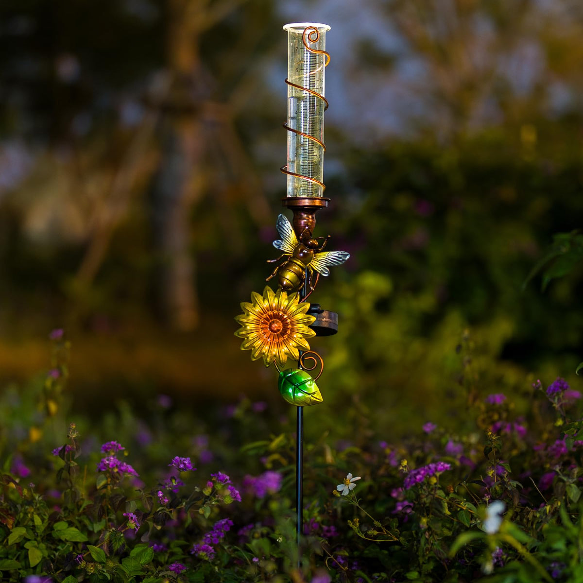 VEWOGIFT bee decor garden stake adds charm while tracking rainfall