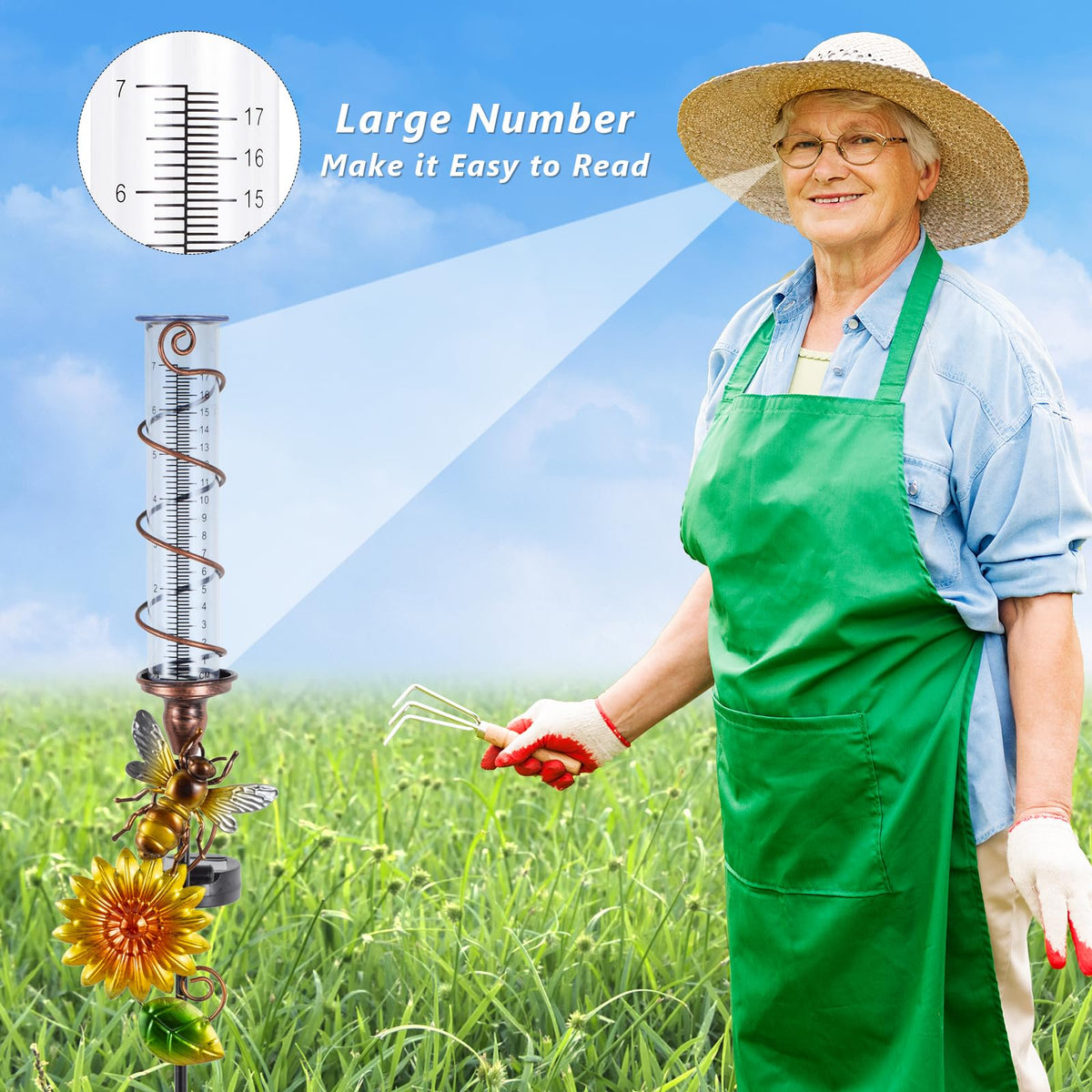 Decorative and functional garden ornament that doubles as a rain gauge