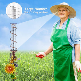Decorative and functional garden ornament that doubles as a rain gauge