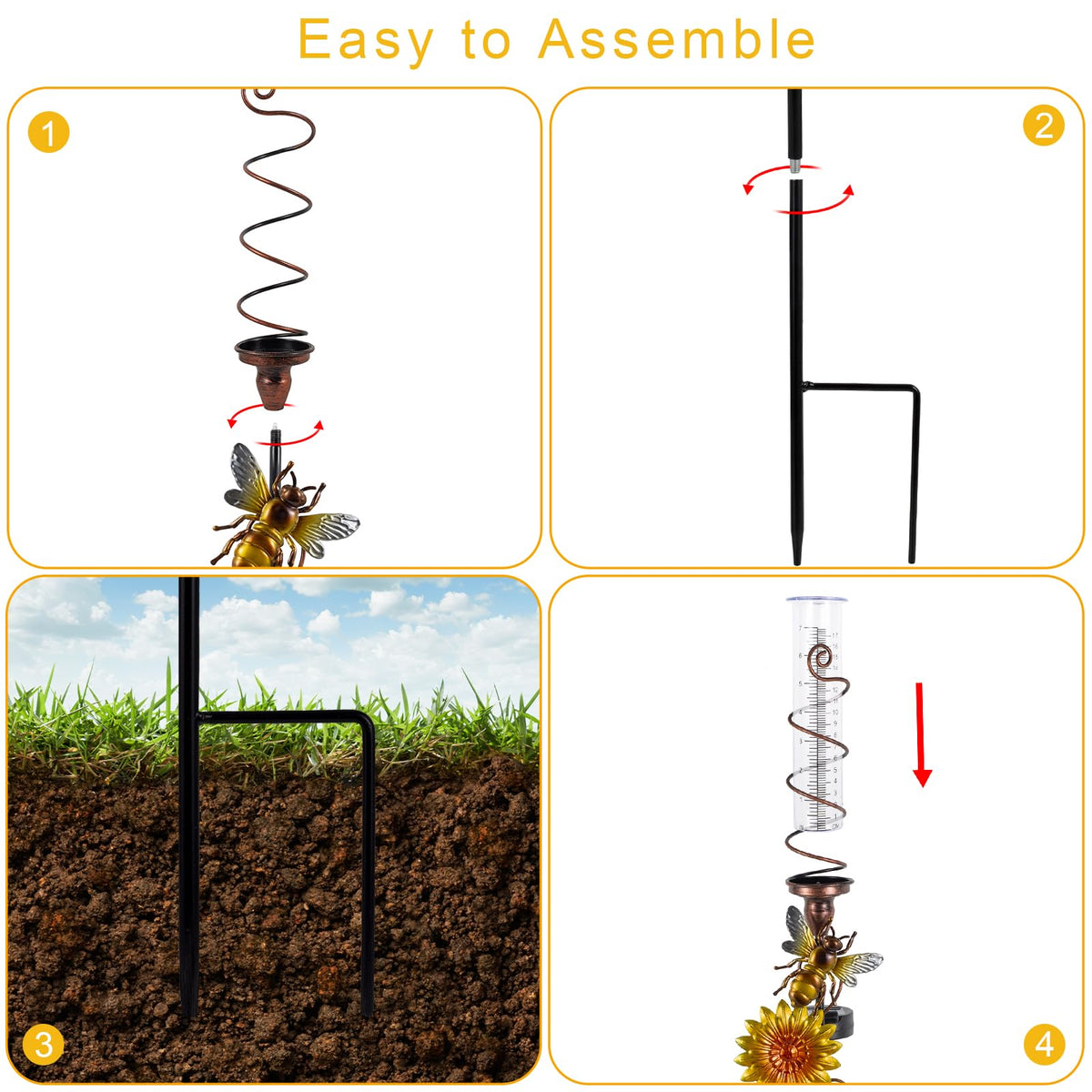 Sturdy metal frame and frost-resistant acrylic tube withstand outdoor conditions