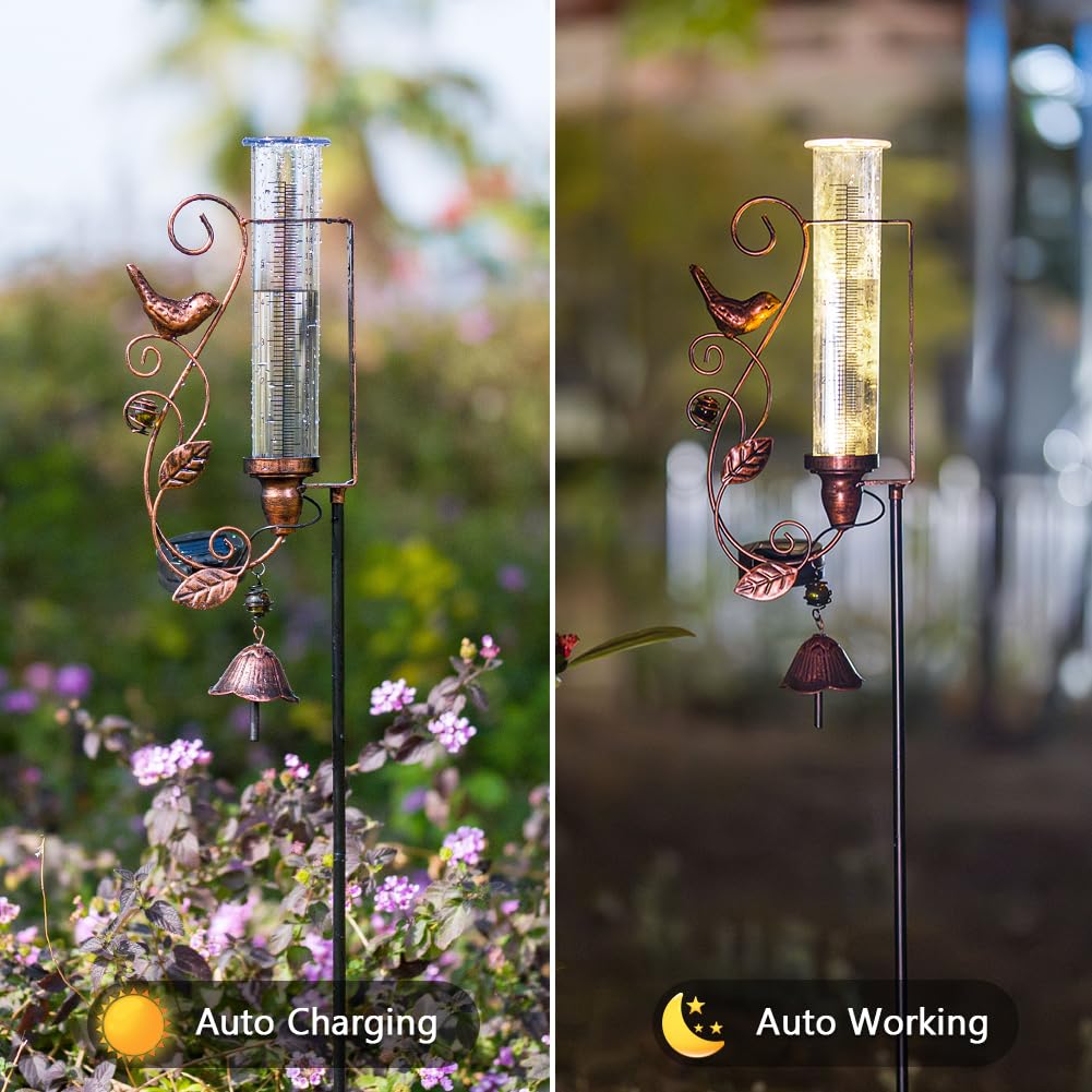 vewolight hummingbird metal ornament adds charm while measuring rainfall