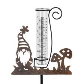 vewolight rain gauge with gnome decor for garden rainfall tracking