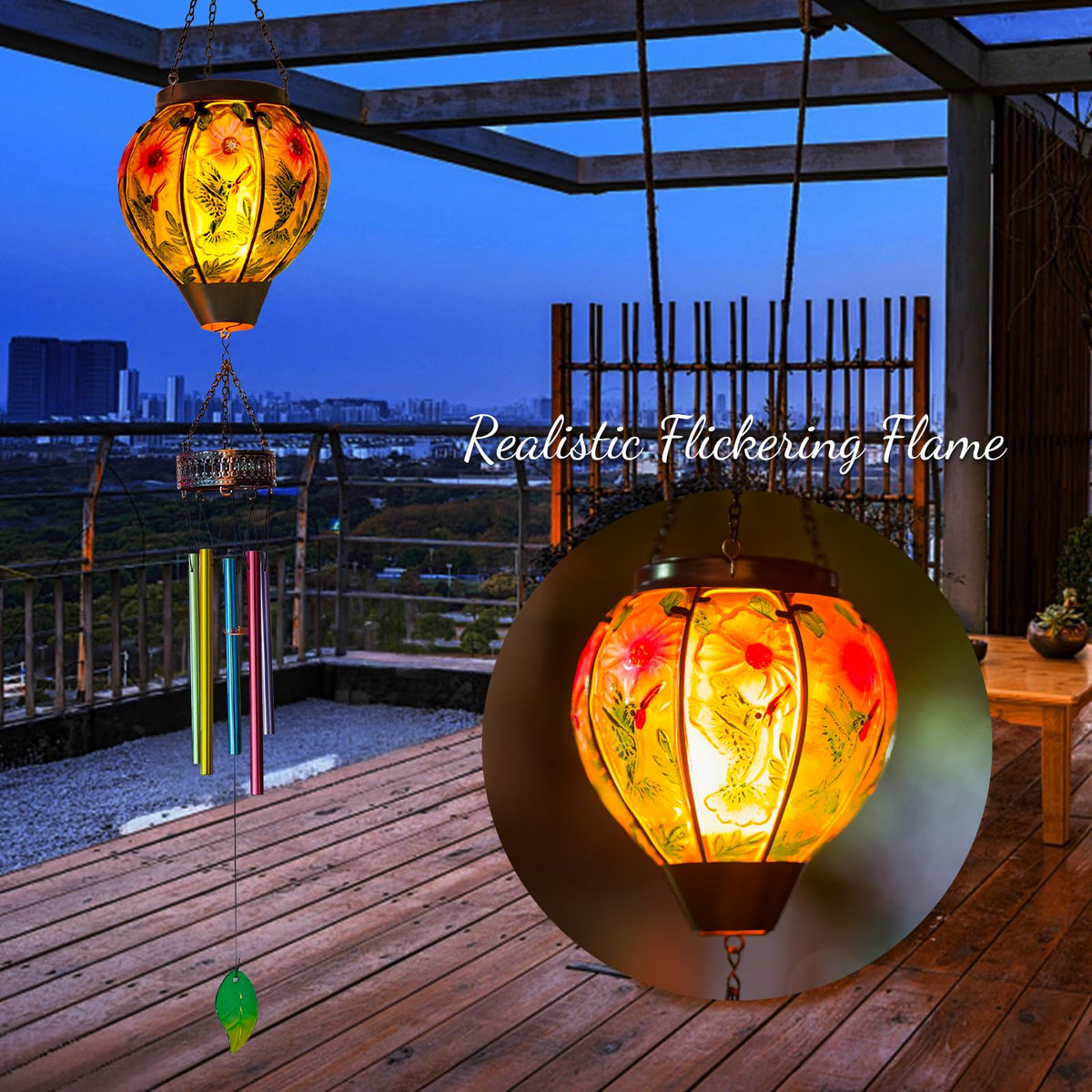 VEWOSTAR solar memorial chimes offer soft night illumination.