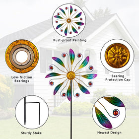 VEWOSTAR kinetic garden decor wind spinner spinning in breeze