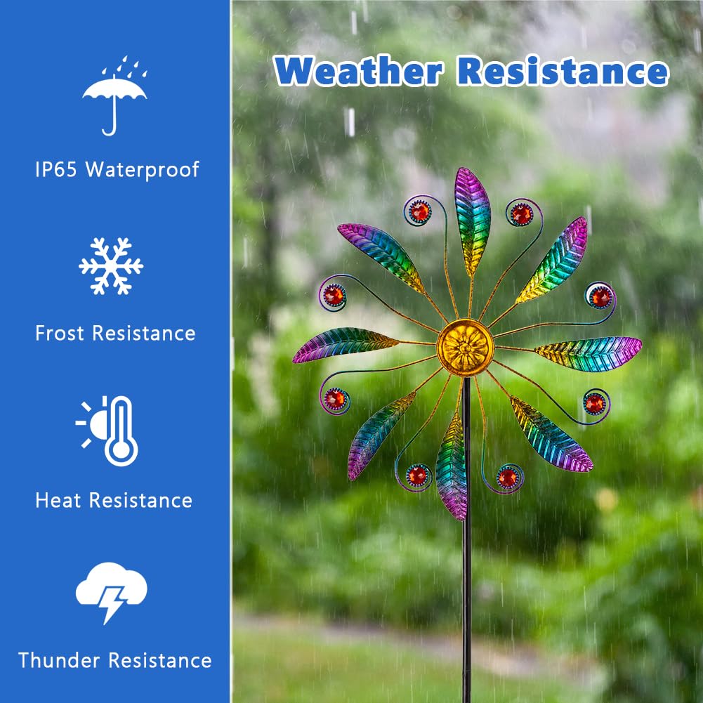 VEWOSTAR wind spinner on patio lawn display catching light