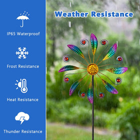 VEWOSTAR wind spinner on patio lawn display catching light
