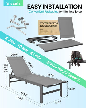 Vexwalx dark gray finish lounge chair highlighting modern weather-ready design