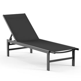 Vexwalx outdoor lounge chair beside the pool with weather-ready aluminum frame.