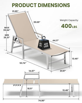 Outdoor-ready Vexwalx lounge chair suited for pool, patio, deck, or yard.