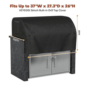 VEYEGIS built-in grill cover 36-inch side view showing rugged protection