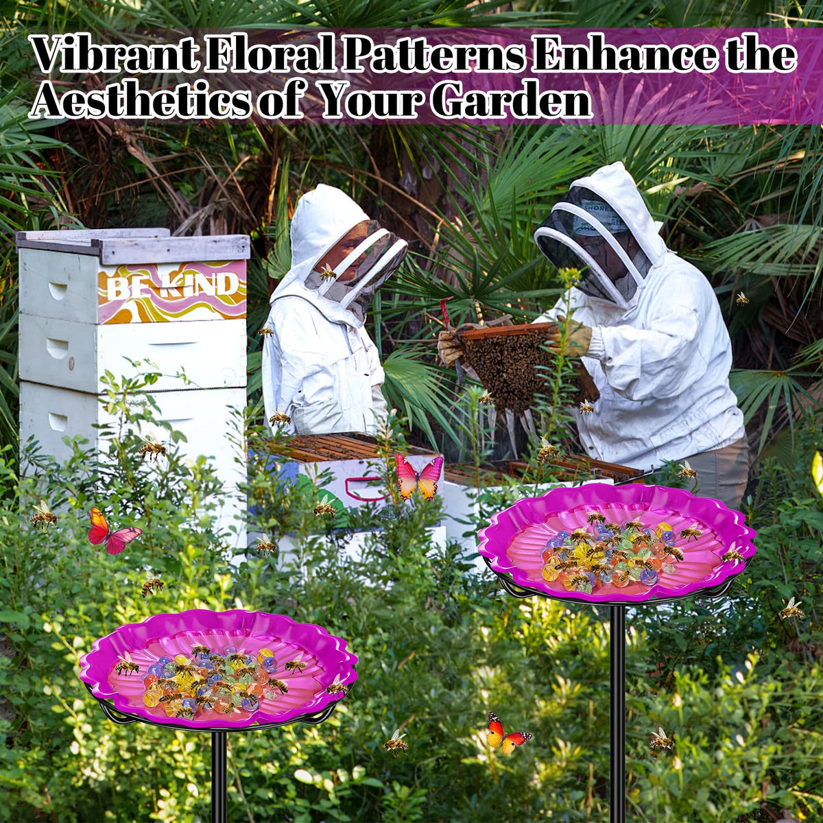 Bee bath bowl in the garden doubles as a decorative watering feature.