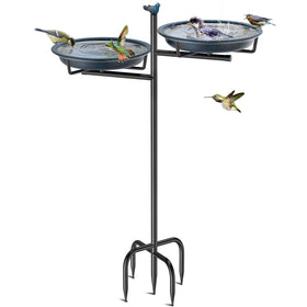 VeyFolzin.st bird bath in vintage blue adds charm and invites birds to your yard.