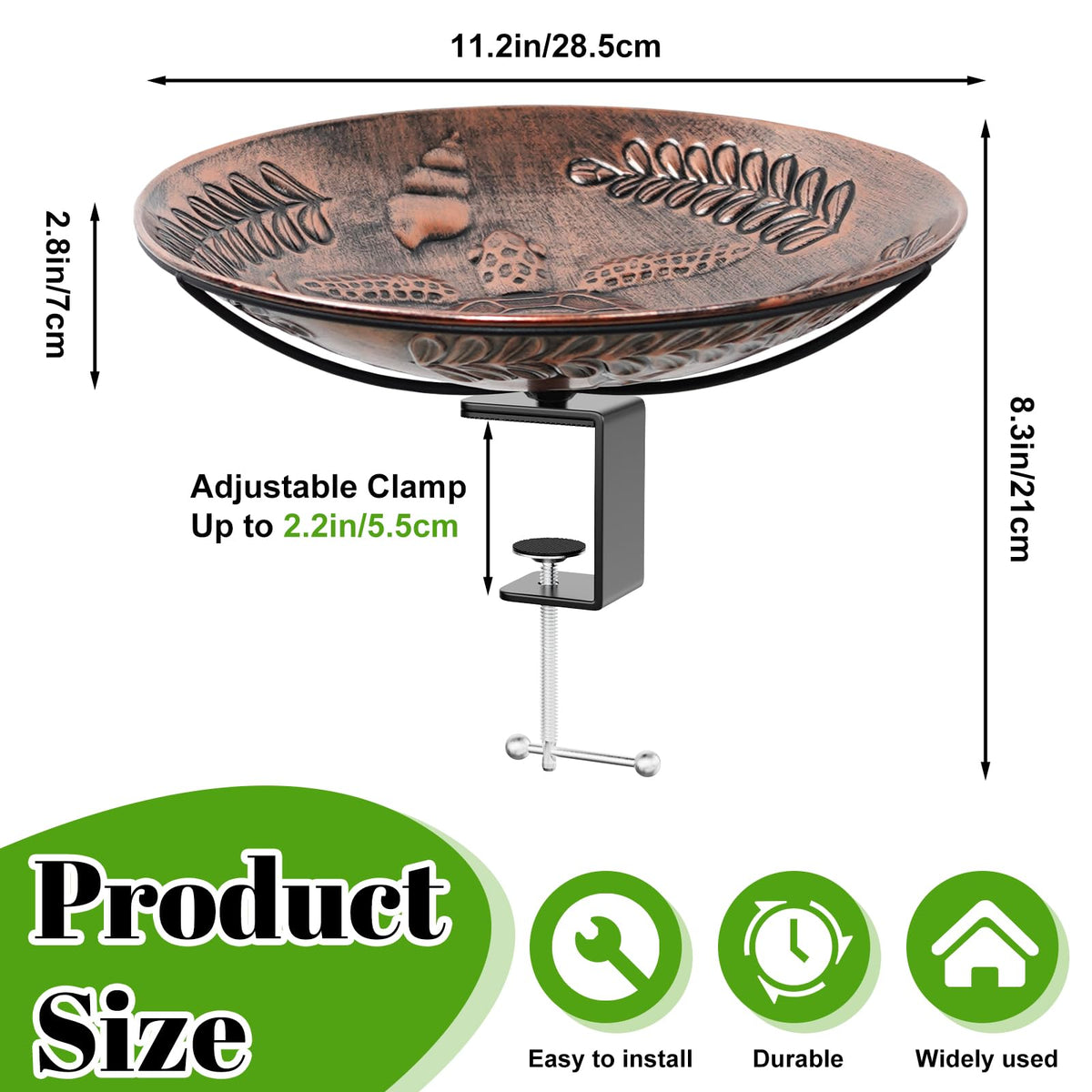 VeyFolzin.st detachable birdbath bowl for quick removal and easy cleaning.