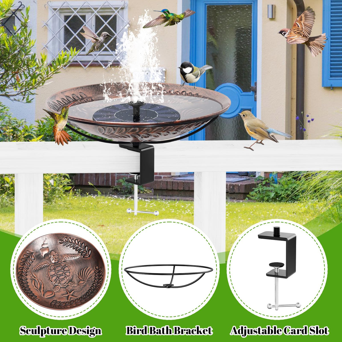 VeyFolzin.st garden decor birdbath enhances outdoor space and invites wildlife.