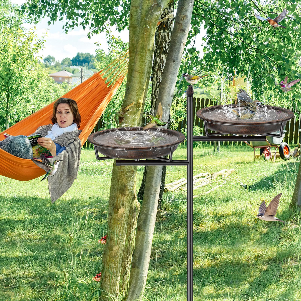 VeyFolzin.st solar fountain option adds gentle water movement for a livelier scene.