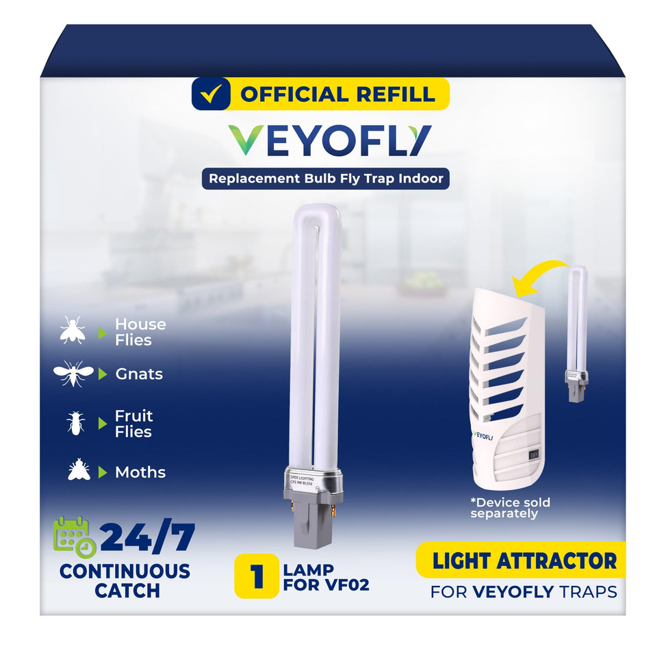 VEYOFLY 1 replacement bulb inside trap attracts flies for indoor control