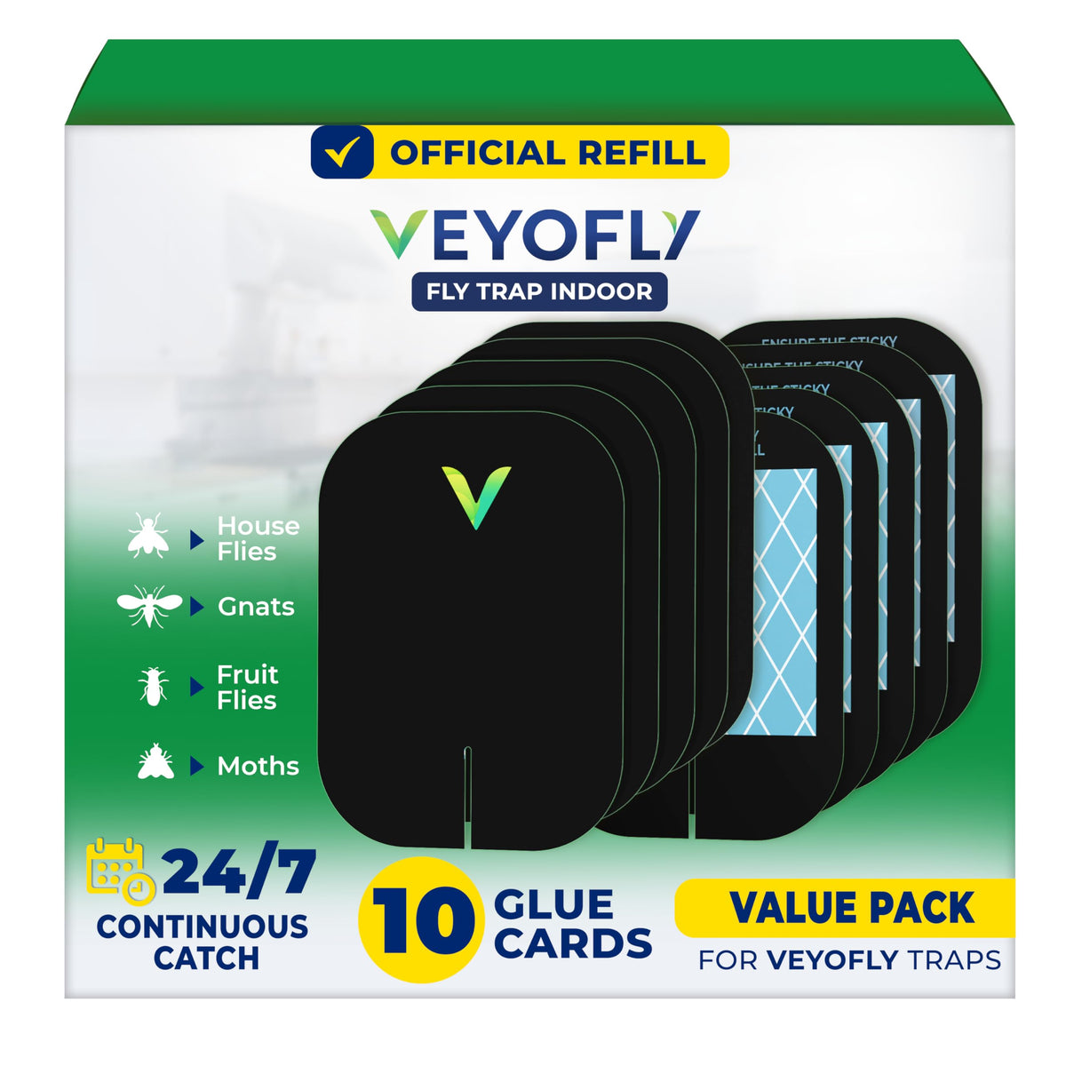 VEYOFLY fly trap indoor refill glue board for ultra-sticky pest capture