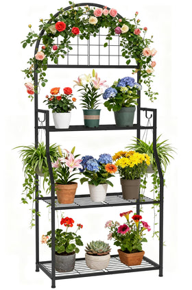 VGMiu 3 tier plant stand displaying indoor and outdoor greenery with a sturdy frame.