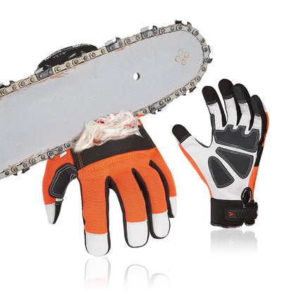Vgo... Chainsaw gloves left hand back patch for added cut protection and grip
