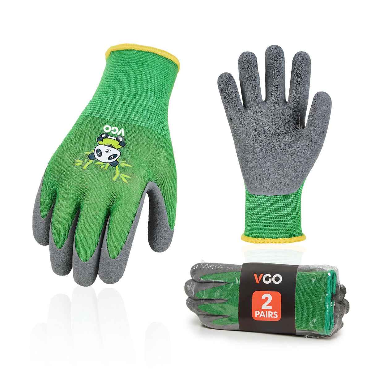 Vgo kid garden gloves green XXXS with bamboo lining for breathable comfort.