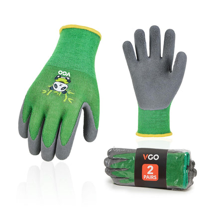 Vgo kid garden gloves green XXXS with bamboo lining for breathable comfort.