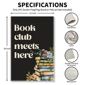 Vgrti Book Club Meets Here garden flag double-sided print stays vivid from both sides.