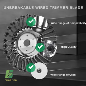 VIABRICO steel wire cutter trimmer head resists impacts from rocks and stumps