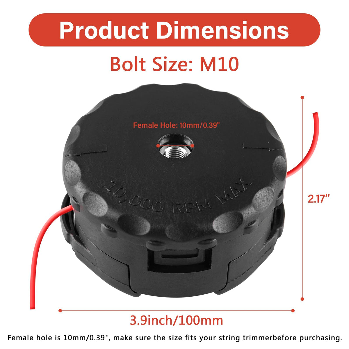 VIABRICO trimmer head with durable construction; side view highlights resilience.
