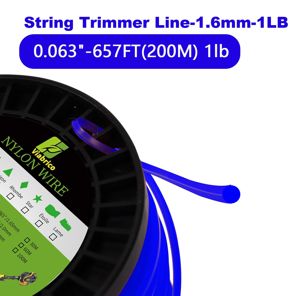 VIABRICO heavy duty nylon trimmer wire ready for high-efficiency yard work
