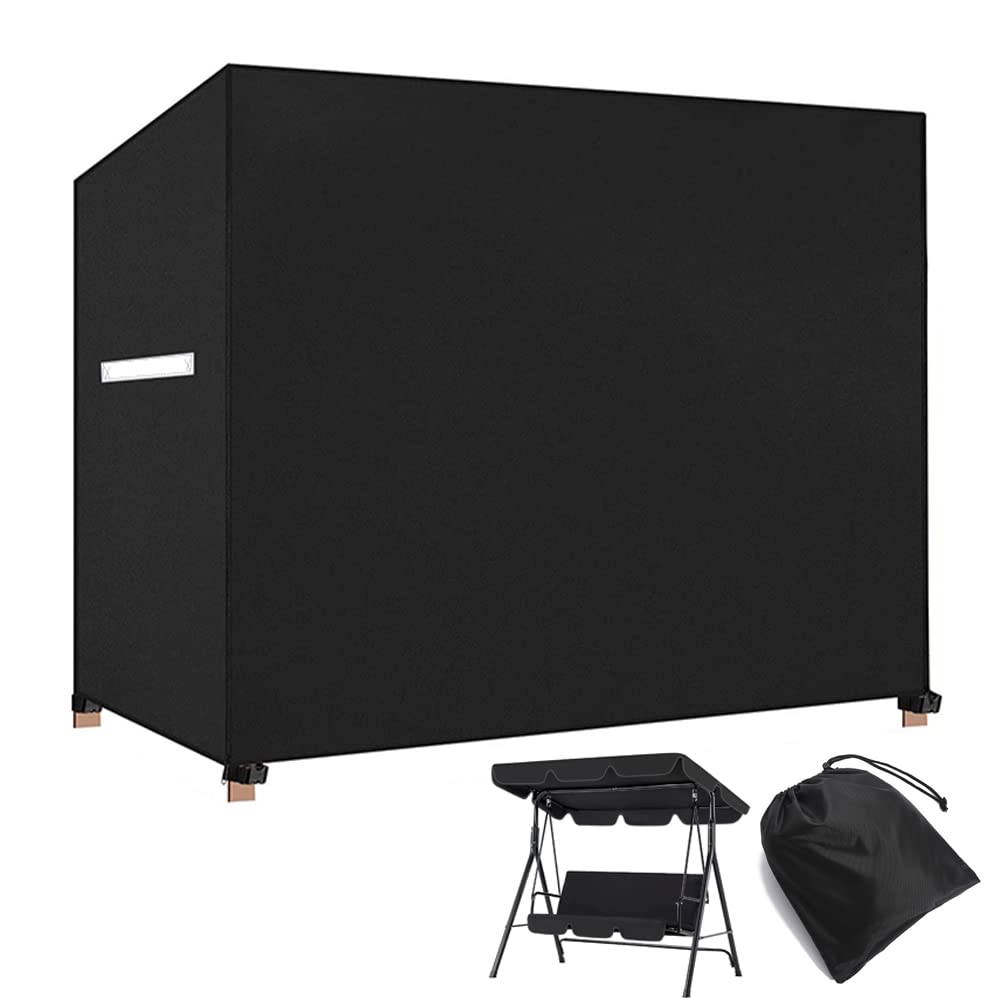 Viadom outdoor swing cover 3-seater front view protects patio furniture from rain and sun