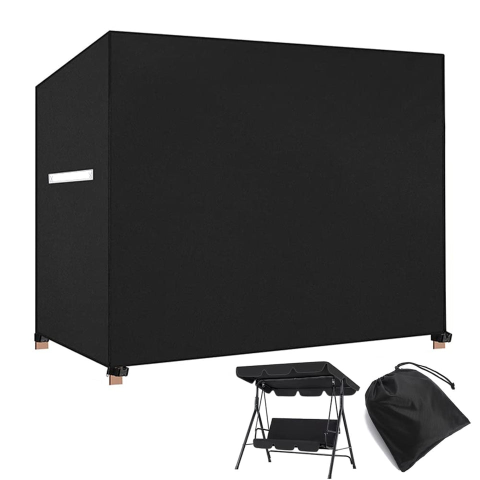 Viadom outdoor swing cover 3-seater front view protects patio furniture from rain and sun