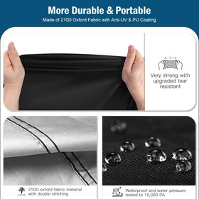 Viadom outdoor swing cover securely fastens with zippers and straps for windy days