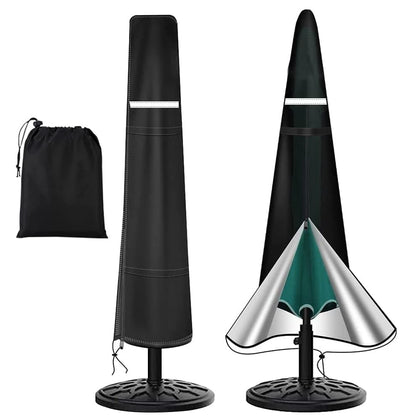 Viadom patio umbrella cover in black protects a 7-11 ft umbrella from rain and sun.