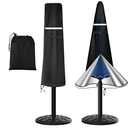 Viadom umbrella cover on 6–9 ft banana-frame umbrella protects from rain and sun.