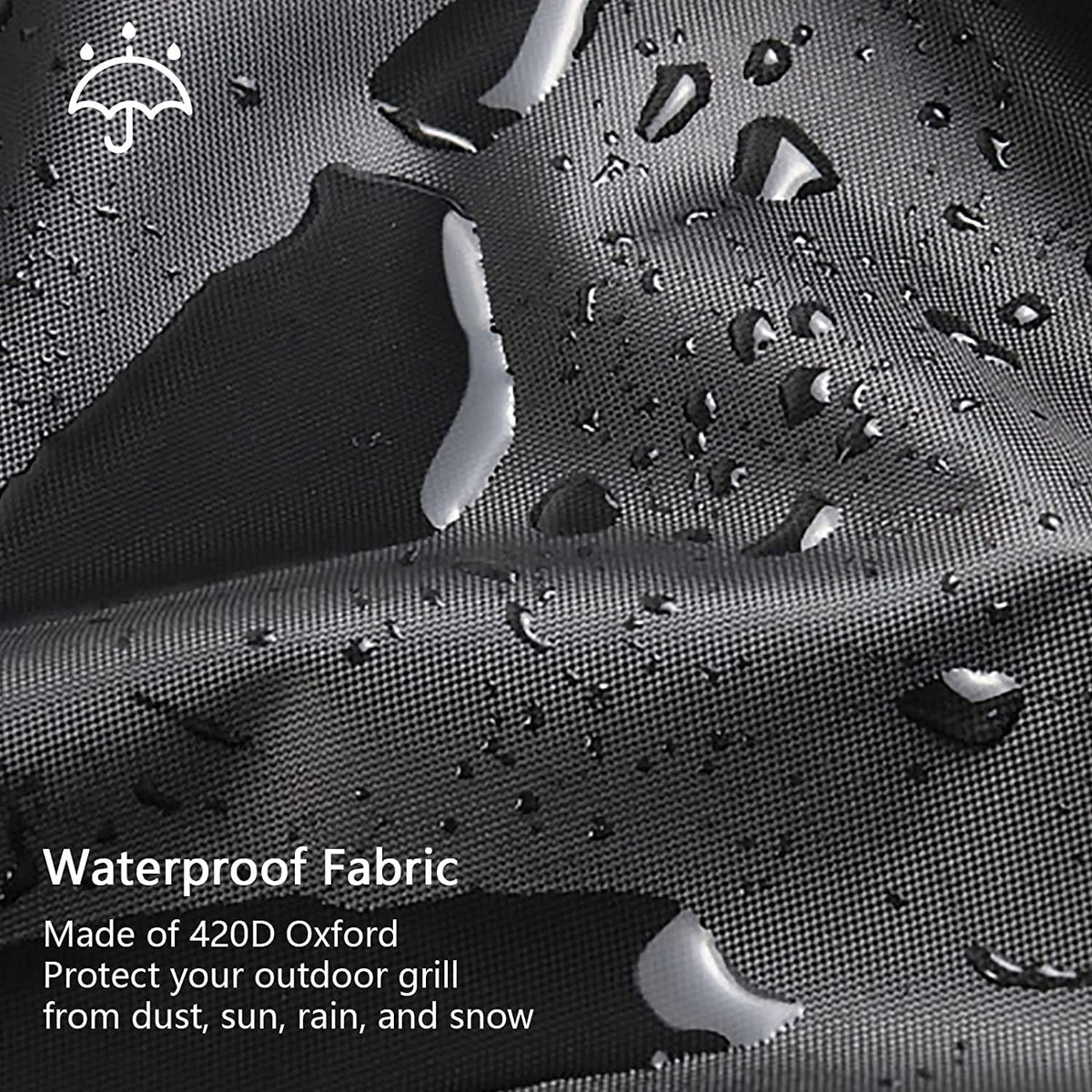 Viadom umbrella cover with waterproof zipper provides full moisture protection.