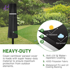 Viadom cover with side straps demonstrates wind resistance during breezy days.