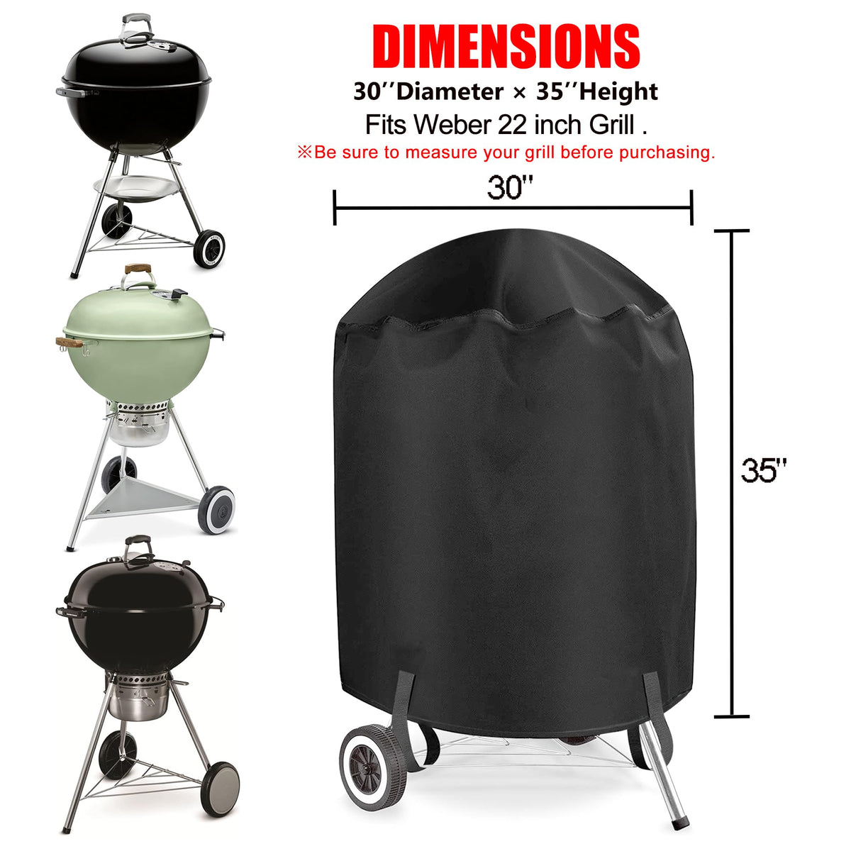 VIBOOS grill cover with secure-fit hook-and-loop to prevent wind displacement