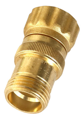 Vibrant Yard regulator connected to hose bib demonstrates straightforward outdoor installation.