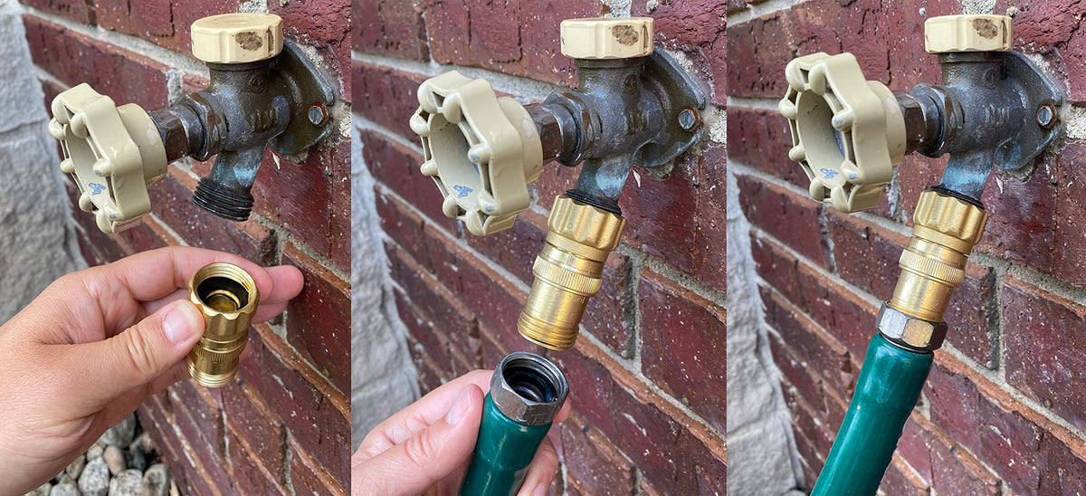 Vibrant Yard lead-free brass regulator highlights safe water control for gardens.