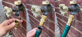 Vibrant Yard lead-free brass regulator highlights safe water control for gardens.