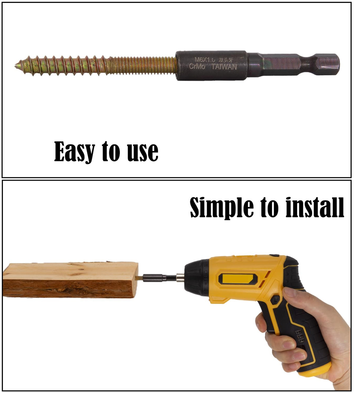 Vibriskape double-ended screws in use for simple DIY bird playground mounting