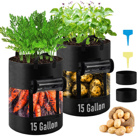 VICAMB 2-pack 15-gallon grow bags stacked for balcony gardening.