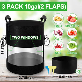 Close-up view showing VICAMB 360° visibility feature on potato grow bag