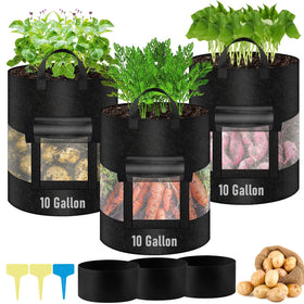 VICAMB 3-pack 10gal potato grow bags with full 360° visibility for easy progress checks