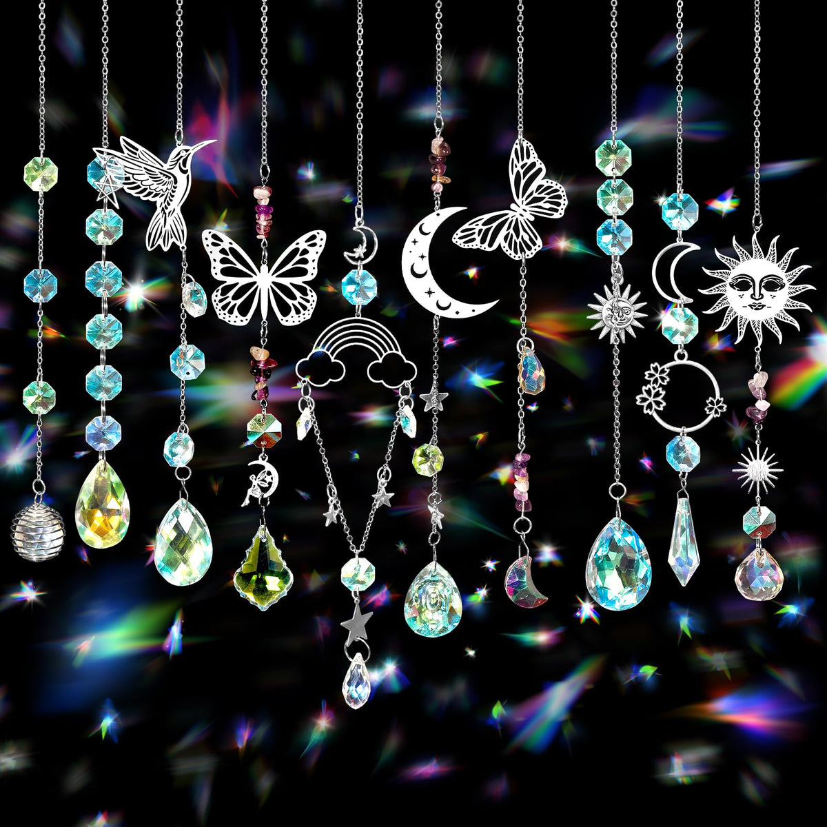 VICAMB sun moon rainbow crystals create colorful light patterns indoors