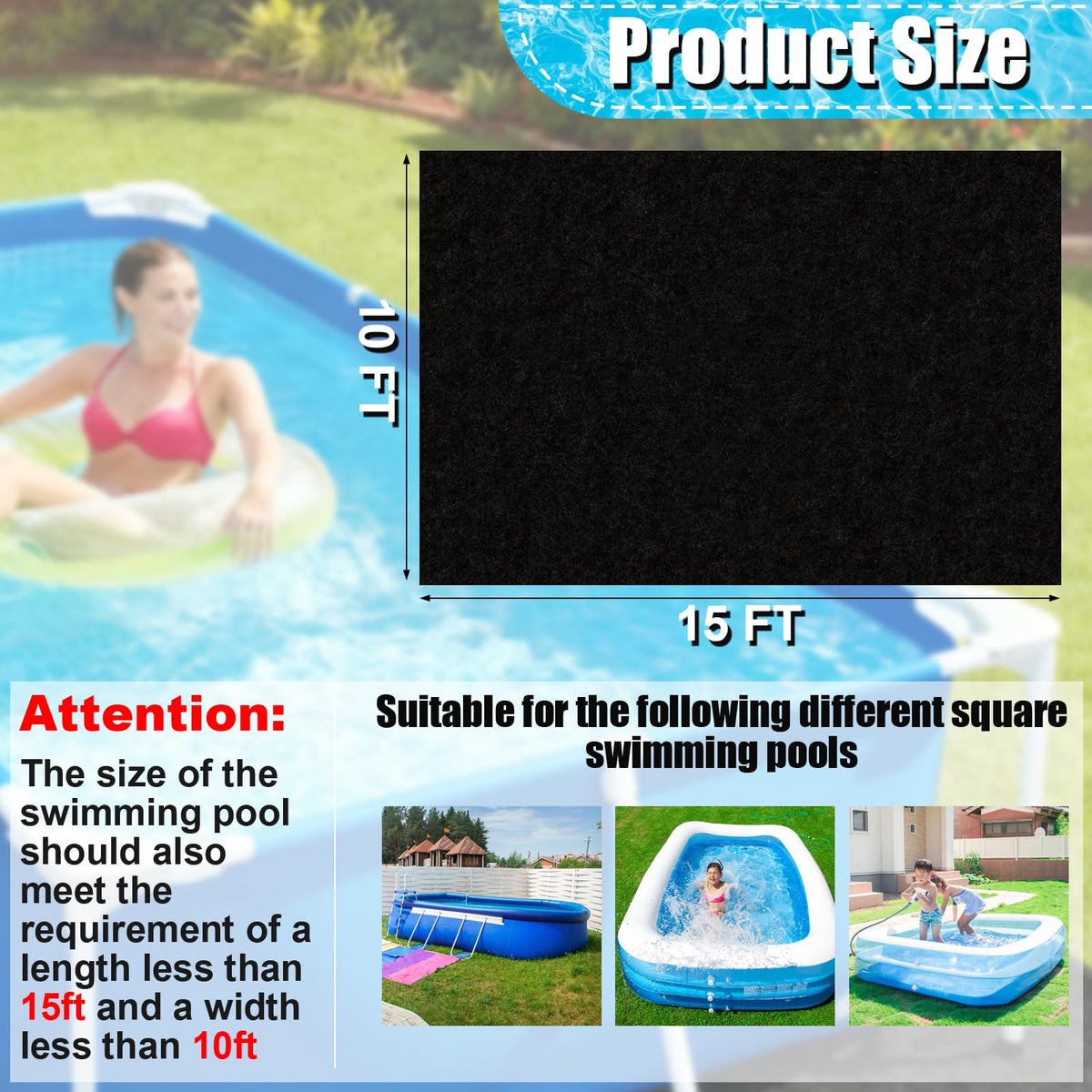 VICAMB heavy-duty 220g felt pool ground mat under pool for durability